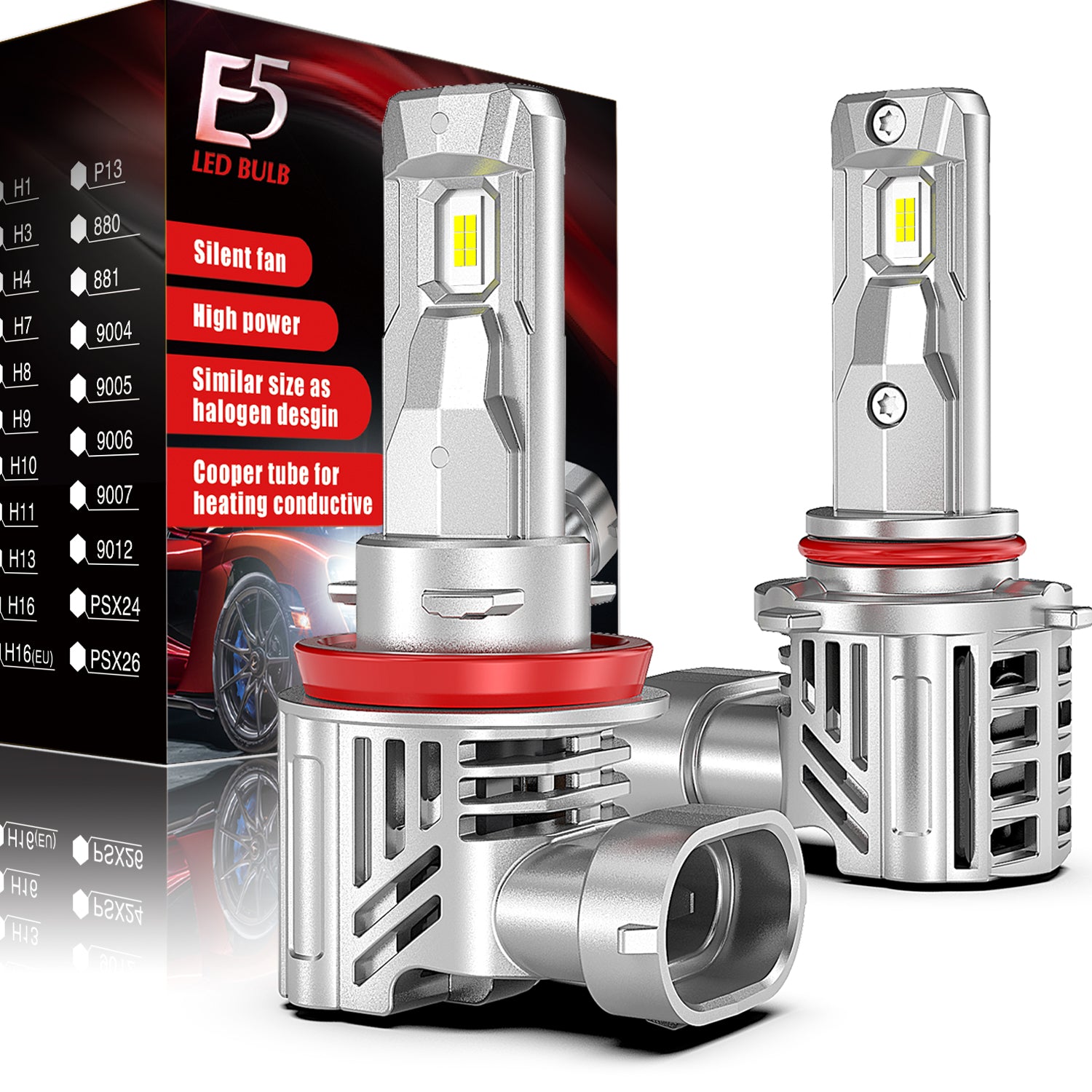 E5 35W 3500LM LED Headlight Bulb H4/H7/H8/H10/H11/9005/9006 – SHIF